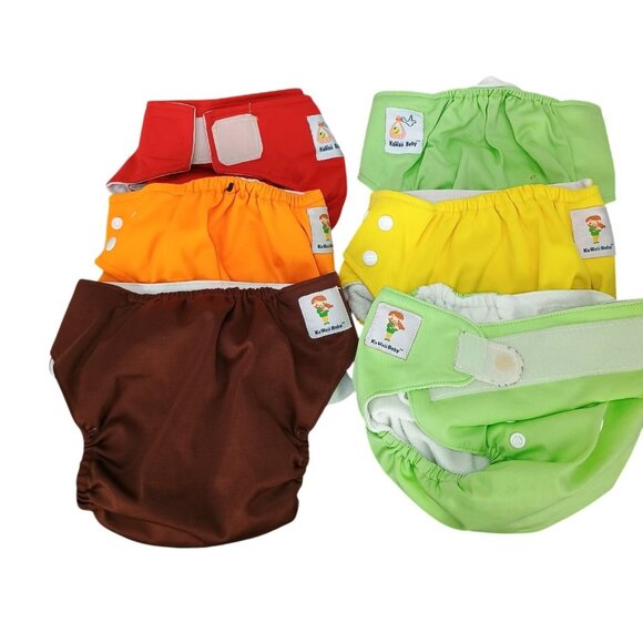 Kawaii Baby Reusable Cloth Diapers Adjustable Fit Multi-Color Pack Of 6 With Sna - Picture 1 of 8